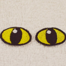 Vyšívané oči kočičí žluté 3x2cm 1 pár
