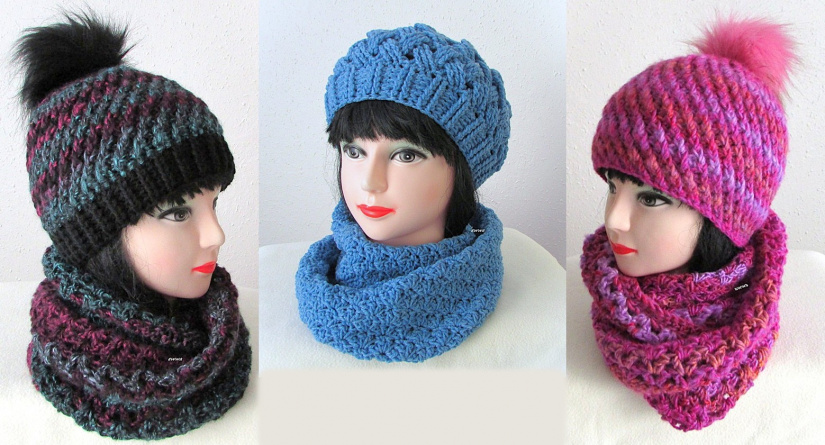 Originální háčkované čepice a nákrčníky