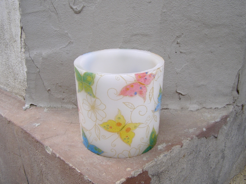 Svícen z parafínového vosku č. 17 - Motýlci