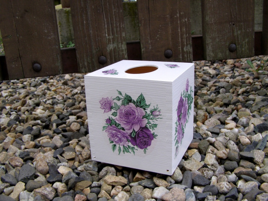Krabice na kapesníky čtvercová - Fialová růže