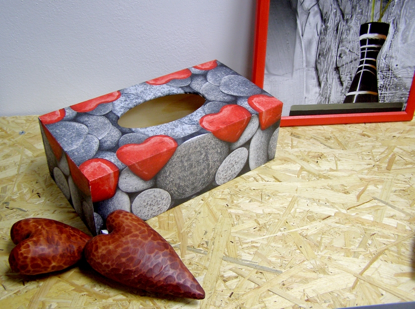 Krabice na kapesníky - Kamenná srdce