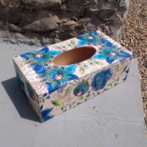 Krabice na kapesníky - Modré květy