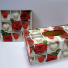 Sada - krabice na kapesníky a obrázek - Srdce, růže