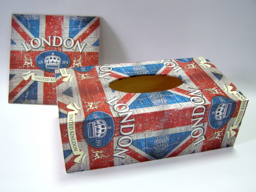 Sada - krabice na kapesníky a obrázek - London