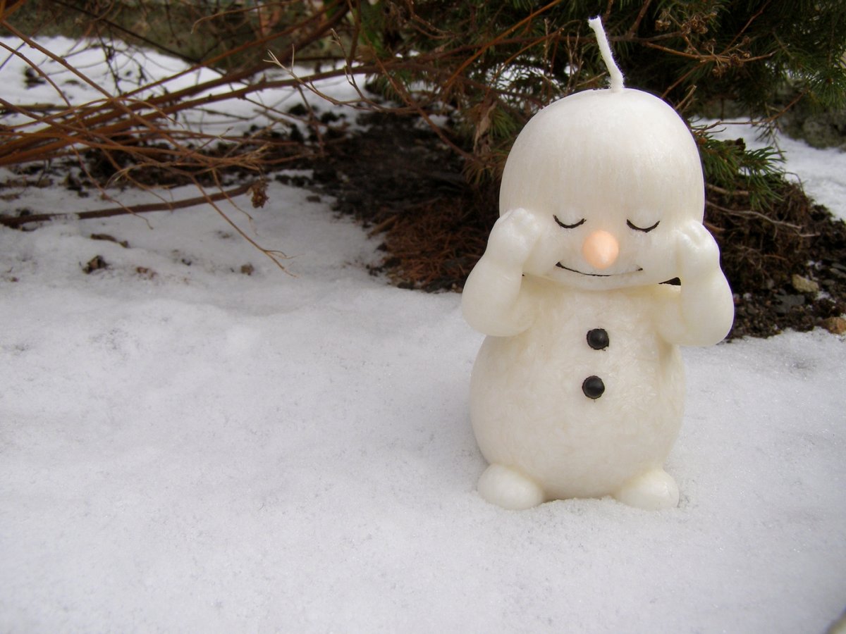 Svíčka vonná z palmového vosku - Sněhulák