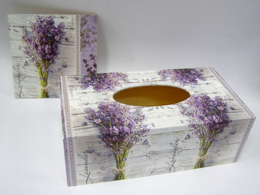 Sada - krabice na kapesníky a obrázek - Lavender flower