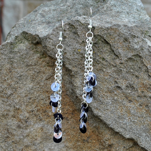 Náušnice - s fialovými flitry