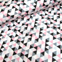 Bavlněná látka - metráž - trojúhelníky růžovošedé - š. 160 cm
