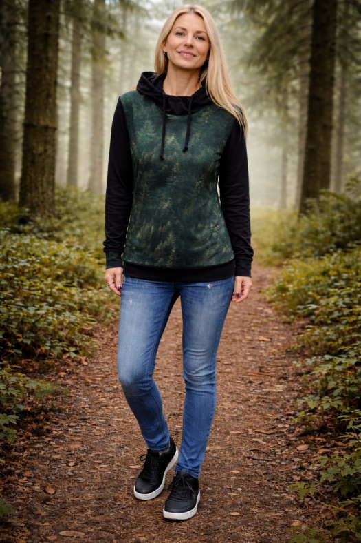 Mikina s kapucí - tajemný les (teplákovina)