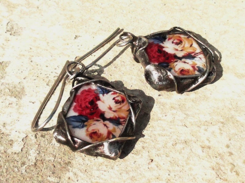 Hippie víla - náušnice s růžičkami