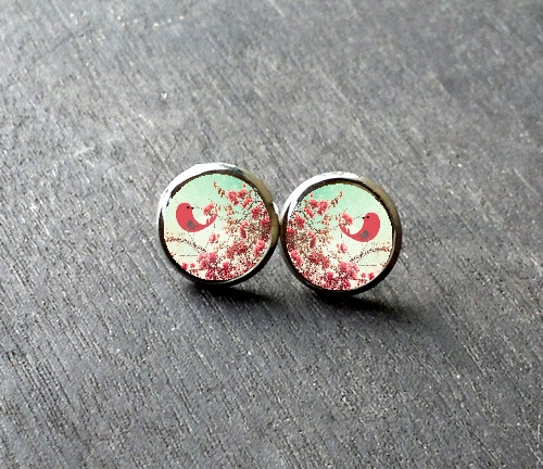 Náušnice Ptáček na stromě