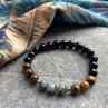 Onyx, tygří oko, africký jaspis - náramek  