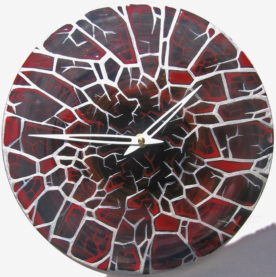 Lávový proud-skleněné hodiny 33cm