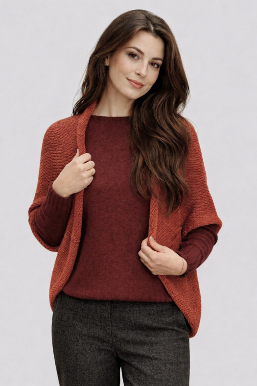 Pletená vesta - barva cihlová