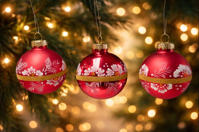 skleněné ozdoby na stromek ručně malované