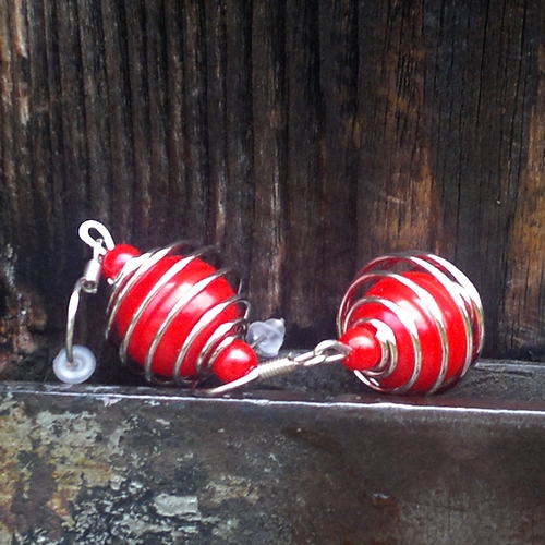 Červené v kleci- náušničky