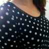 Tričko s 3/4 rukávem - puntíky na černé s krajkou (bavlna)