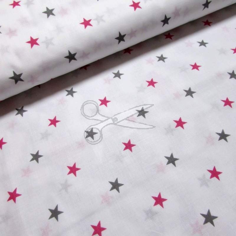 Bavlněná látka - metráž - hvězdička 1,5 cm šedomalinová - š.160 cm