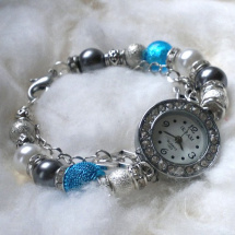 Luxusní stříbrno-modré hodinky