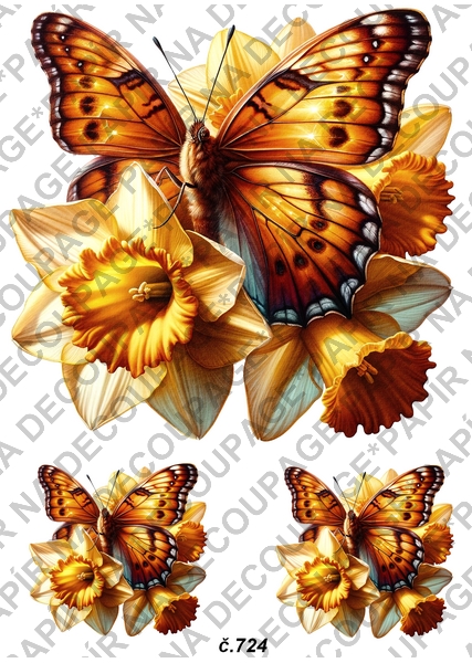 Rýžový papír A4 pro tvoření - Motýl na květině - KB724