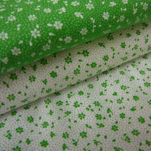 Bavlněná látka - metráž - zelené kytička na bílé - š. 150 cm