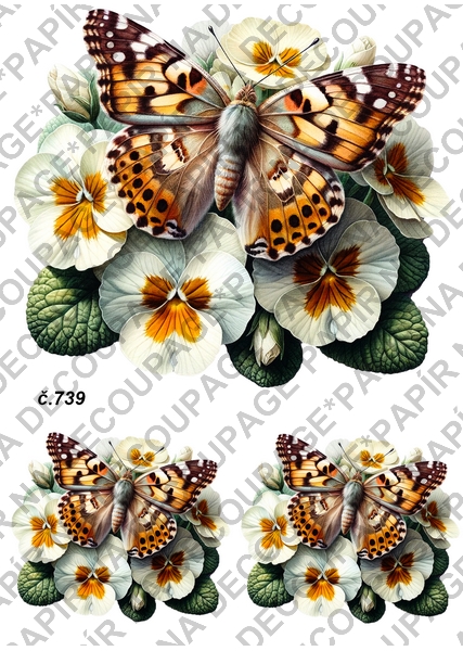 Rýžový papír A4 pro tvoření - Motýl na květině - KB739