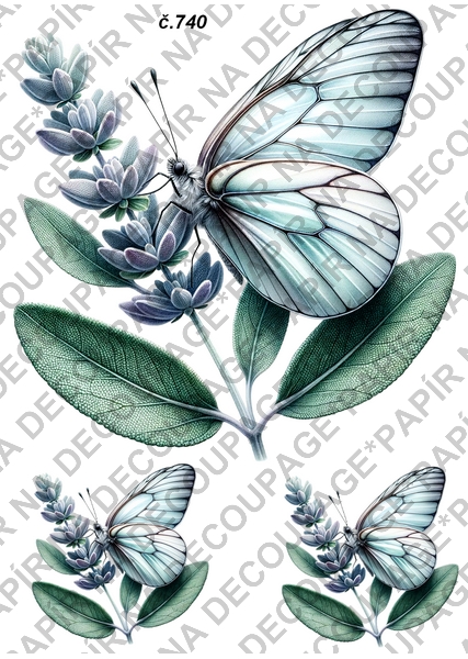 Rýžový papír A4 pro tvoření - Motýl na květině - KB740