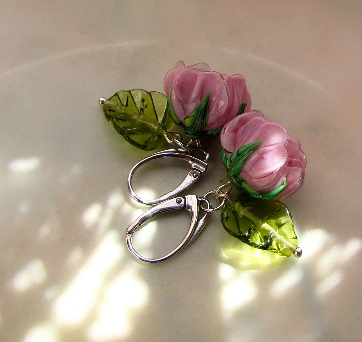 "Plané růže, růžové..."sklo vinuté ručně@Ag