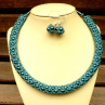 Modrý náhrdelník + náušnice
