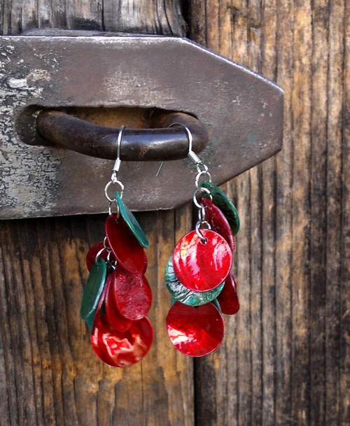 Perleťové náušničky - korálový útes