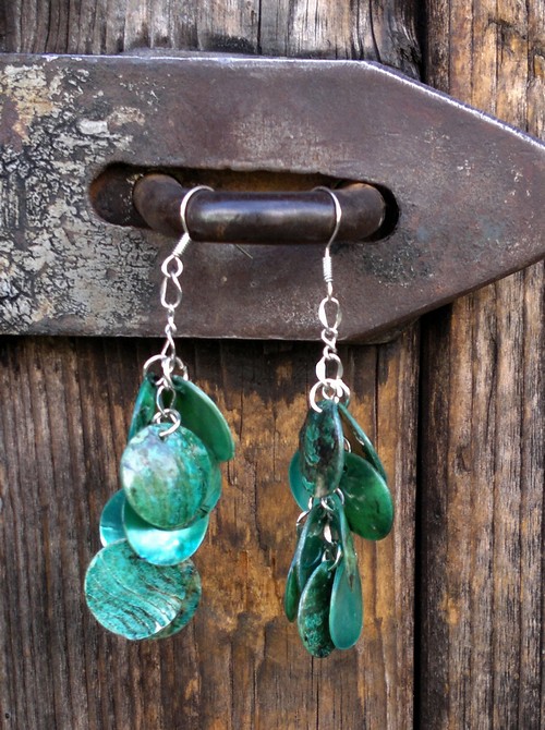 Perleťové náušničky - tyrkysové