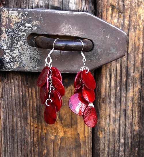 Perleťové náušničky - vínové