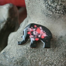 Smaltovaná brož - černý slon