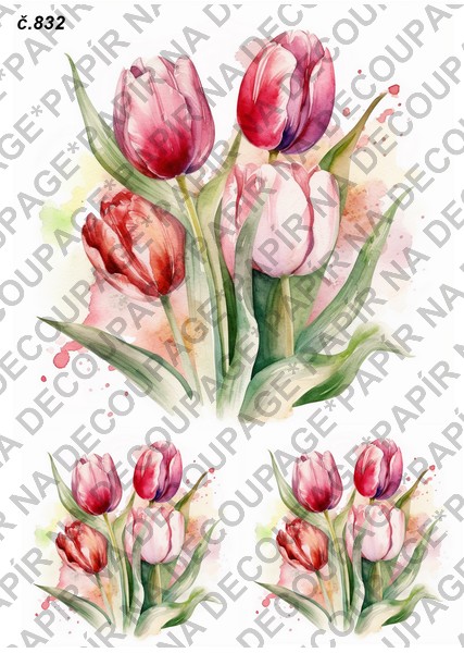 Soft papír A4 pro tvoření - Tulipány - KBS832