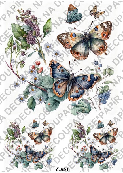 Soft papír A4 pro tvoření - Motýli s květinami - KBS851