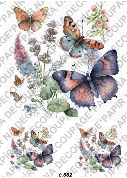 Soft papír A4 pro tvoření - Motýli s květinami - KBS852