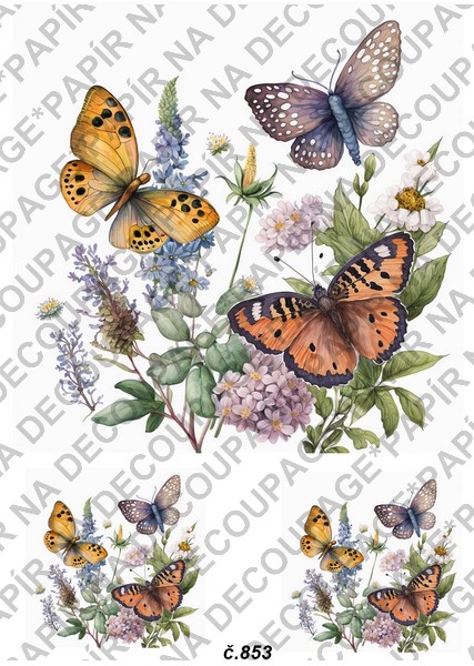 Soft papír A4 pro tvoření - Motýli s květinami - KBS853