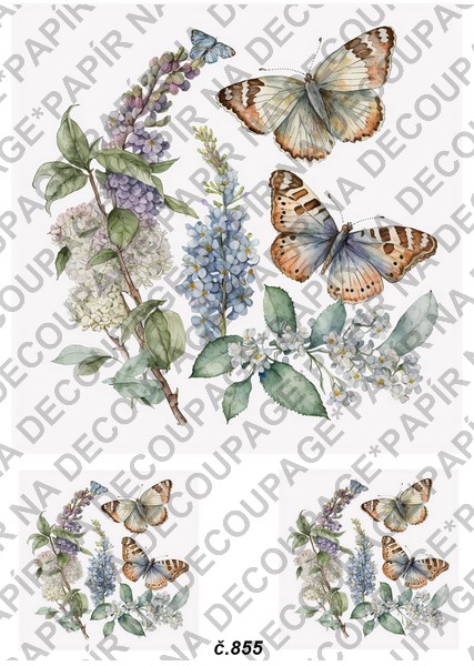 Soft papír A4 pro tvoření - Motýli s květinami - KBS855