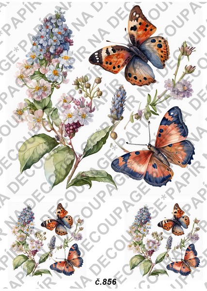 Soft papír A4 pro tvoření - Motýli s květinami - KBS856