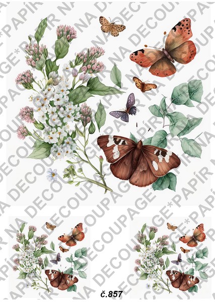Soft papír A4 pro tvoření - Motýli s květinami - KBS857