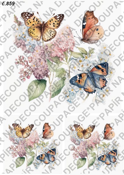 Soft papír A4 pro tvoření - Motýli s květinami - KBS859