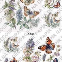 Soft papír A4 pro tvoření - Motýli s květinami - KBS863