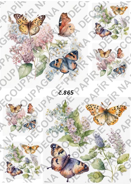 Soft papír A4 pro tvoření - Motýli s květinami - KBS865