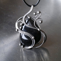 Náhrdelník Ivory  (obsidián stříbrný)