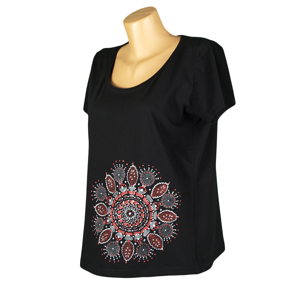 Černé dámské tričko s mandalou