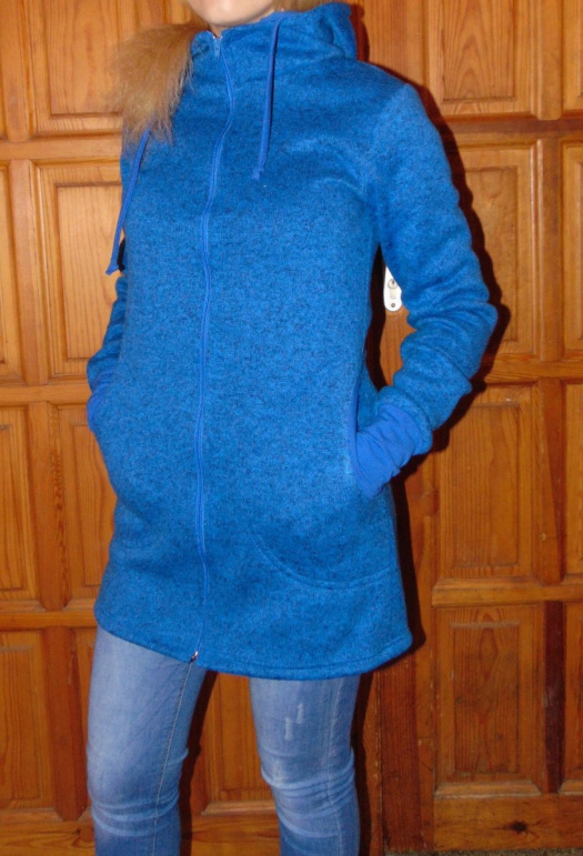 Dlouhá mikina s kapucí - barva modrá S - XXXL