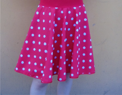 Kolová sukně puntík na červené (UNI)