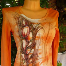Malované tričko,oranžové květy