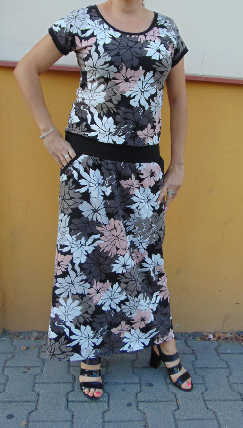 DLOUHÉ ŠATY KVĚT PODZIMU S - XXXL