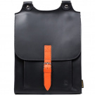 Kožený batoh černý s pomerančovým řemínkem